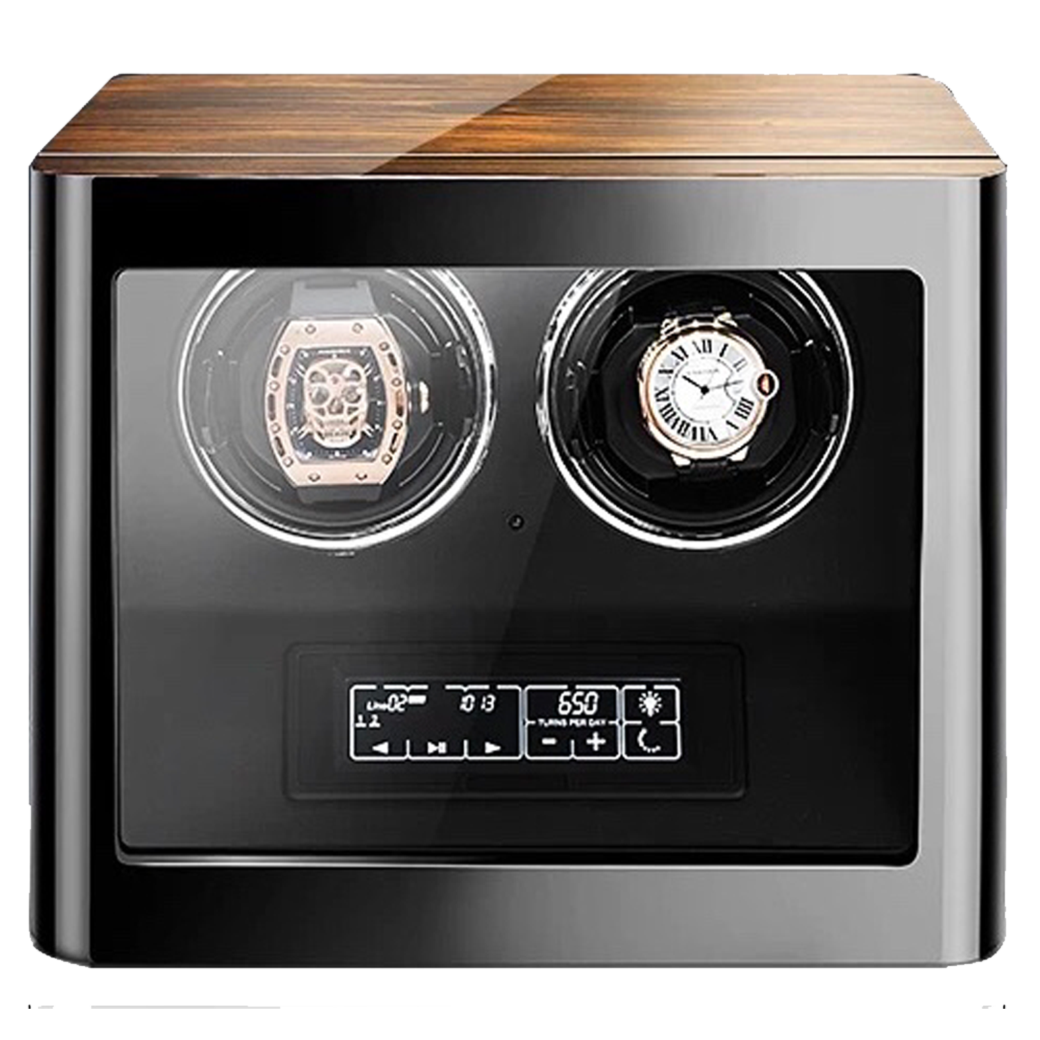 Wooden Dual watch winder (LED Interior Backlight)